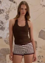 Danni Micro Shorts - Chocolate Stripe - 图片 2