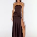 Darana Corset Satin Maxi Dress - Chocolate