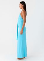 Dare Me Halter Maxi Dress - Aqua Blue - 图片 3