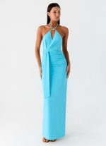 Dare Me Halter Maxi Dress - Aqua Blue - 图片 5