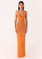 Delfina Cowl Knit Maxi Dress - Orange - 图片 4