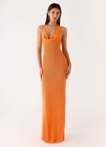 Delfina Cowl Knit Maxi Dress - Orange - 图片 5