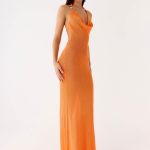 Delfina Cowl Knit Maxi Dress - Orange
