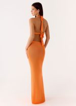 Delfina Cowl Knit Maxi Dress - Orange - 图片 7