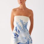 Denby Strapless Mini Dress - Blue Floral Print
