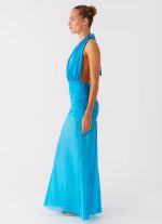 Dilemma Halter Maxi Dress - Turquoise Blue - 图片 2
