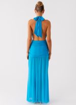 Dilemma Halter Maxi Dress - Turquoise Blue - 图片 3