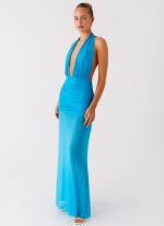 Dilemma Halter Maxi Dress - Turquoise Blue - 图片 5