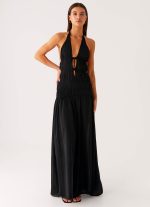 Dione Halter Maxi Dress - Black - 图片 5