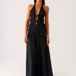 Dione Halter Maxi Dress - Black