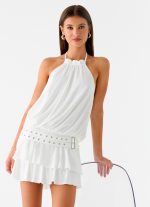 Dopamine Belt Mini Dress - White - 图片 6