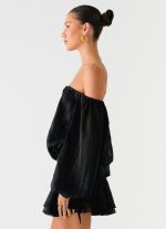 Eira Balloon Sleeve Mini Dress - Black - 图片 3