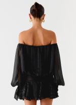 Eira Balloon Sleeve Mini Dress - Black - 图片 4