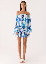 Eira Balloon Sleeve Mini Dress - Cerulean Bloom - 图片 5