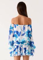 Eira Balloon Sleeve Mini Dress - Cerulean Bloom - 图片 3