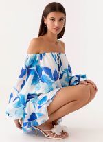Eira Balloon Sleeve Mini Dress - Cerulean Bloom - 图片 6