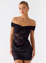 Either Way Off Shoulder Mini Dress - Black - 图片 4