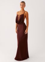 Elation Cowl Neck Maxi Dress - Chocolate - 图片 5