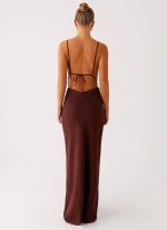 Elation Cowl Neck Maxi Dress - Chocolate - 图片 3