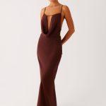 Elation Cowl Neck Maxi Dress - Chocolate