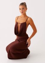 Elation Cowl Neck Maxi Dress - Chocolate - 图片 6