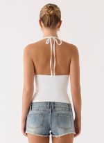 Elias Low Rise Distressed Denim Shorts - Vintage Wash Blue - 图片 5