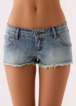 Elias Low Rise Distressed Denim Shorts - Vintage Wash Blue - 图片 6