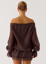 Elris Drop Waist Mini Dress - Cool Chocolate - 图片 4