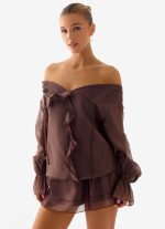 Elris Drop Waist Mini Dress - Cool Chocolate - 图片 6