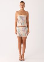 Elyna Beaded Mini Skirt - Swirl Sequin - 图片 7