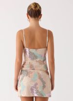 Elyna Beaded Mini Skirt - Swirl Sequin - 图片 6