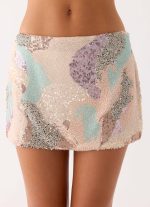 Elyna Beaded Mini Skirt - Swirl Sequin - 图片 4