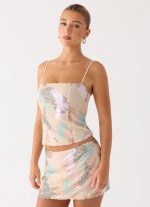 Elyna Beaded Mini Skirt - Swirl Sequin - 图片 8