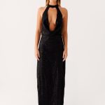 Empire Sequin Maxi Dress - Black