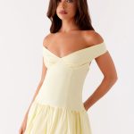 Endless Romance Off Shoulder Mini Dress - Yellow