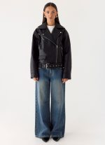 Ethan PU Biker Jacker - Black