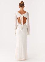 Ethereal Long Sleeve Maxi Dress - Ivory - 图片 4
