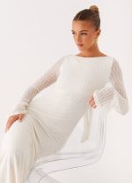 Ethereal Long Sleeve Maxi Dress - Ivory - 图片 6