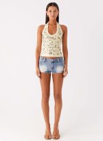 Eye Contact Sequin Halter Top - Yellow - 图片 2