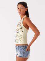 Eye Contact Sequin Halter Top - Yellow - 图片 3
