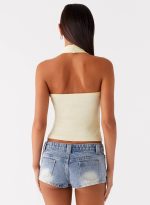 Eye Contact Sequin Halter Top - Yellow - 图片 4