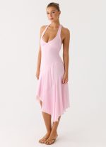 Faelie Halter Neck Asymmetrical Midi Dress - Pink - 图片 3