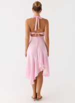 Faelie Halter Neck Asymmetrical Midi Dress - Pink - 图片 2