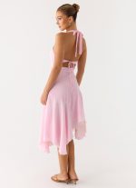 Faelie Halter Neck Asymmetrical Midi Dress - Pink - 图片 6