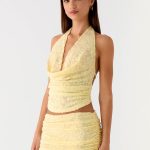 Farruko Jacquard Halter Top - Butter