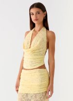 Farruko Jacquard Halter Top - Butter