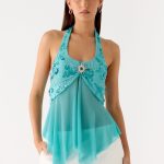 Feature Me Beaded Top - Blue