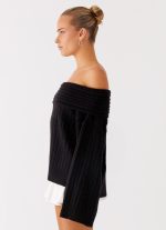 Federica Off Shoulder Knit - Black - 图片 3