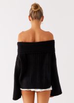 Federica Off Shoulder Knit - Black - 图片 4