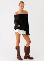 Federica Off Shoulder Knit - Black - 图片 5